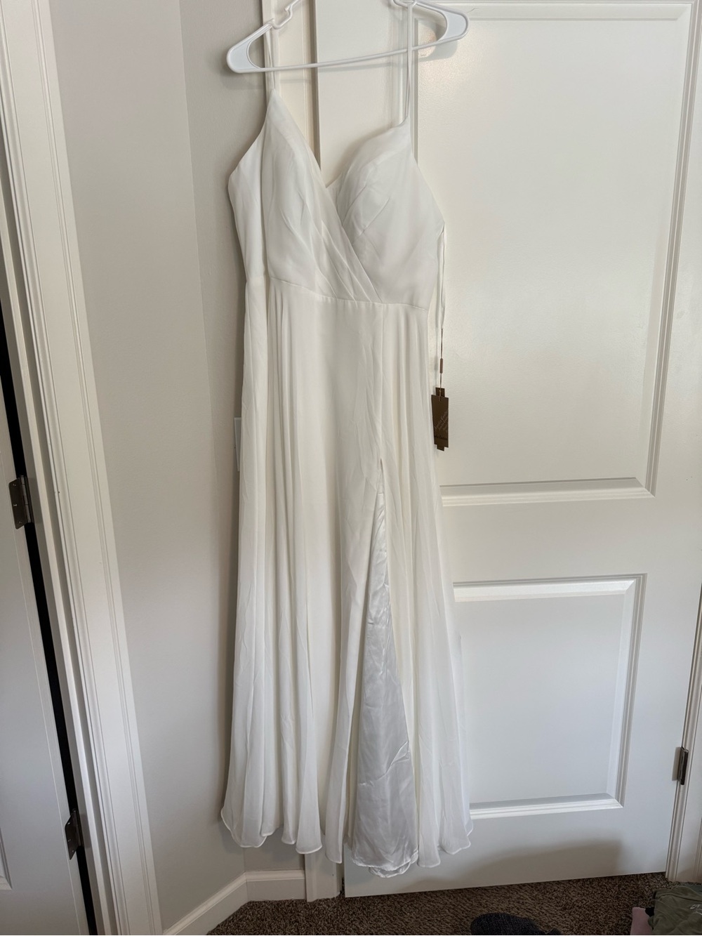 White Spaghetti Strap A-Line Maxi Dress